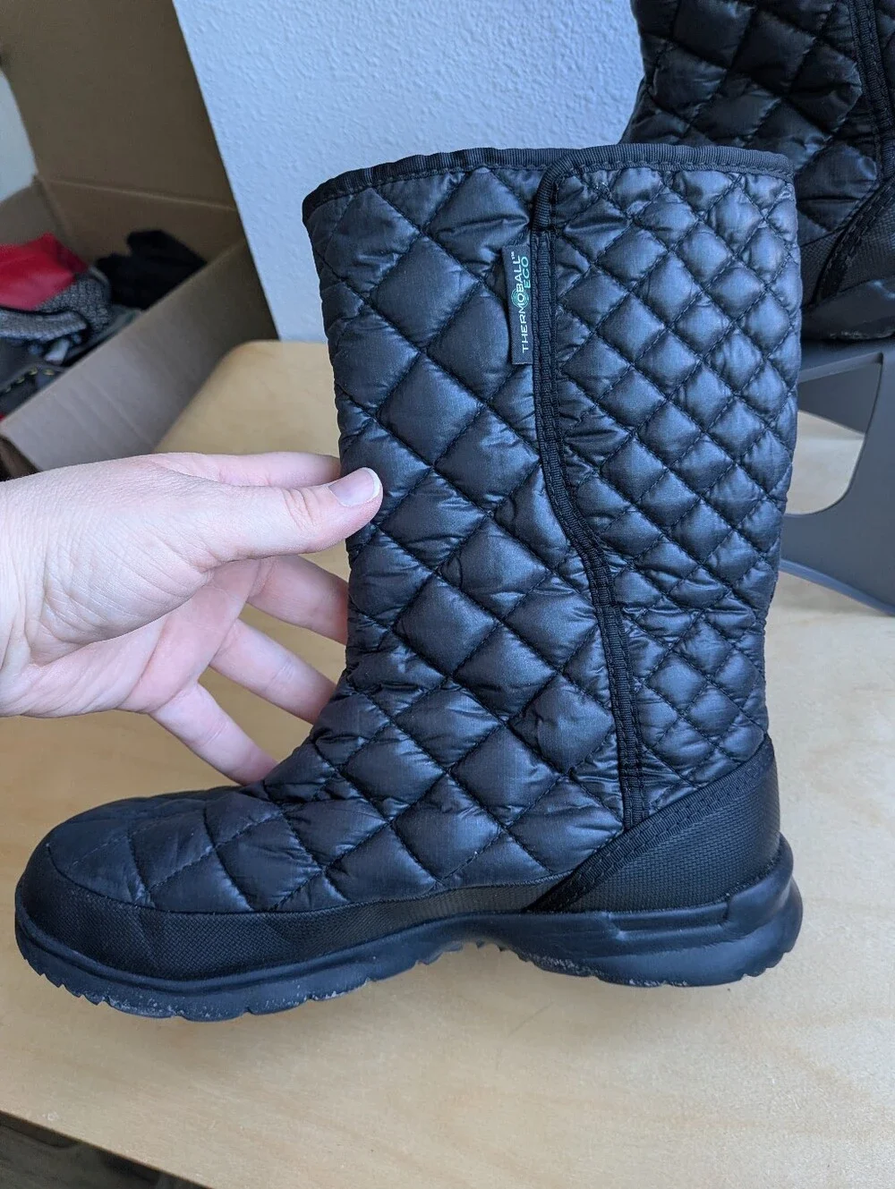 The North Face ThermoBall Eco Button Up Winter Boots Black Quilted Women's 8